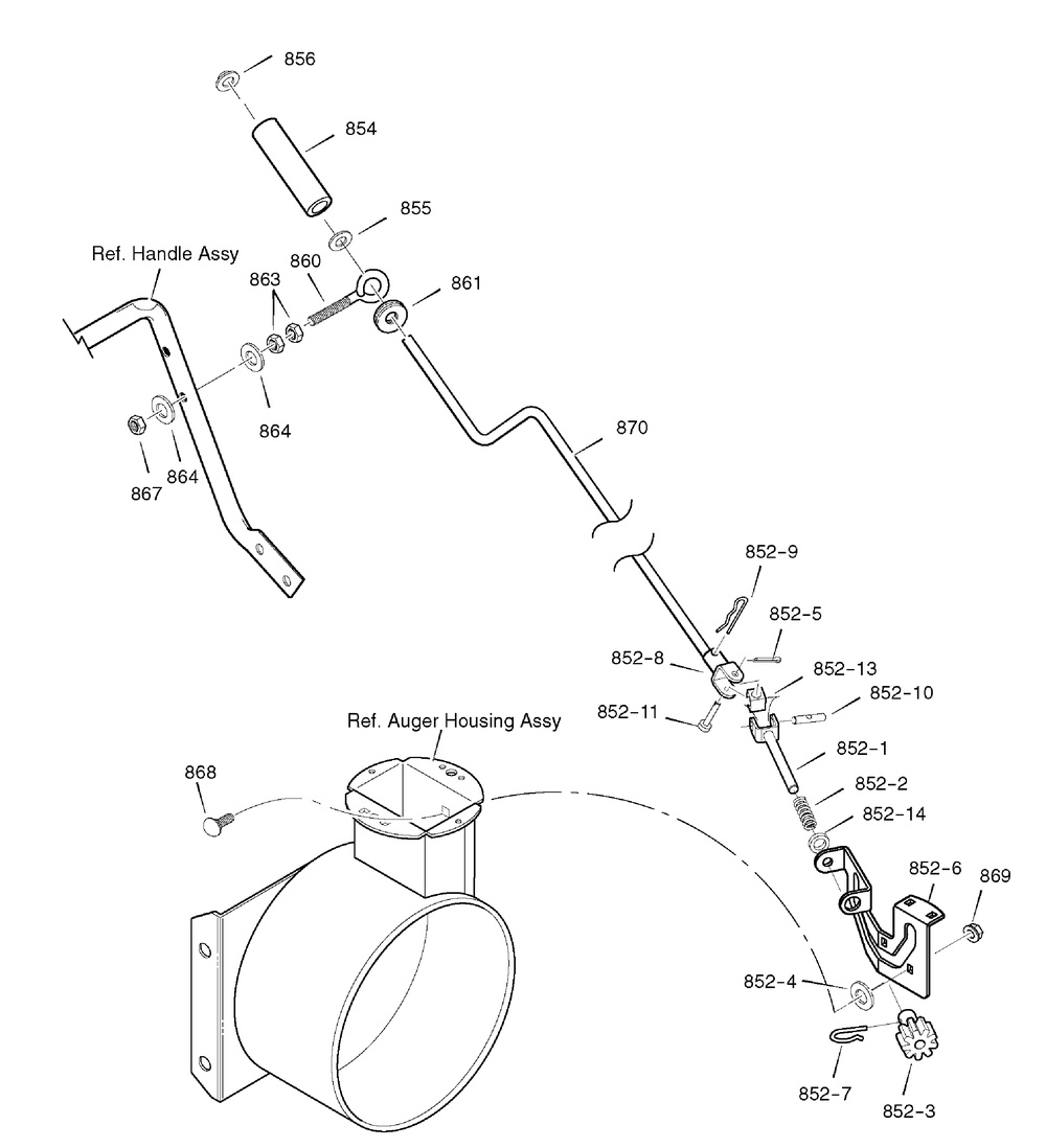 Chute Rod Diagram and Parts List for 1695444-LP1695444-726E 2008 Briggs and Stratton Snow Blower